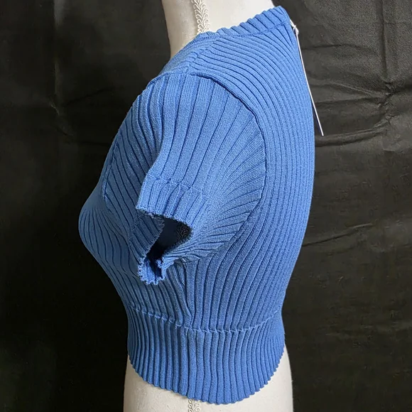 Electric Blue Ribbed Crop Top - Women - Picture 2 of 5